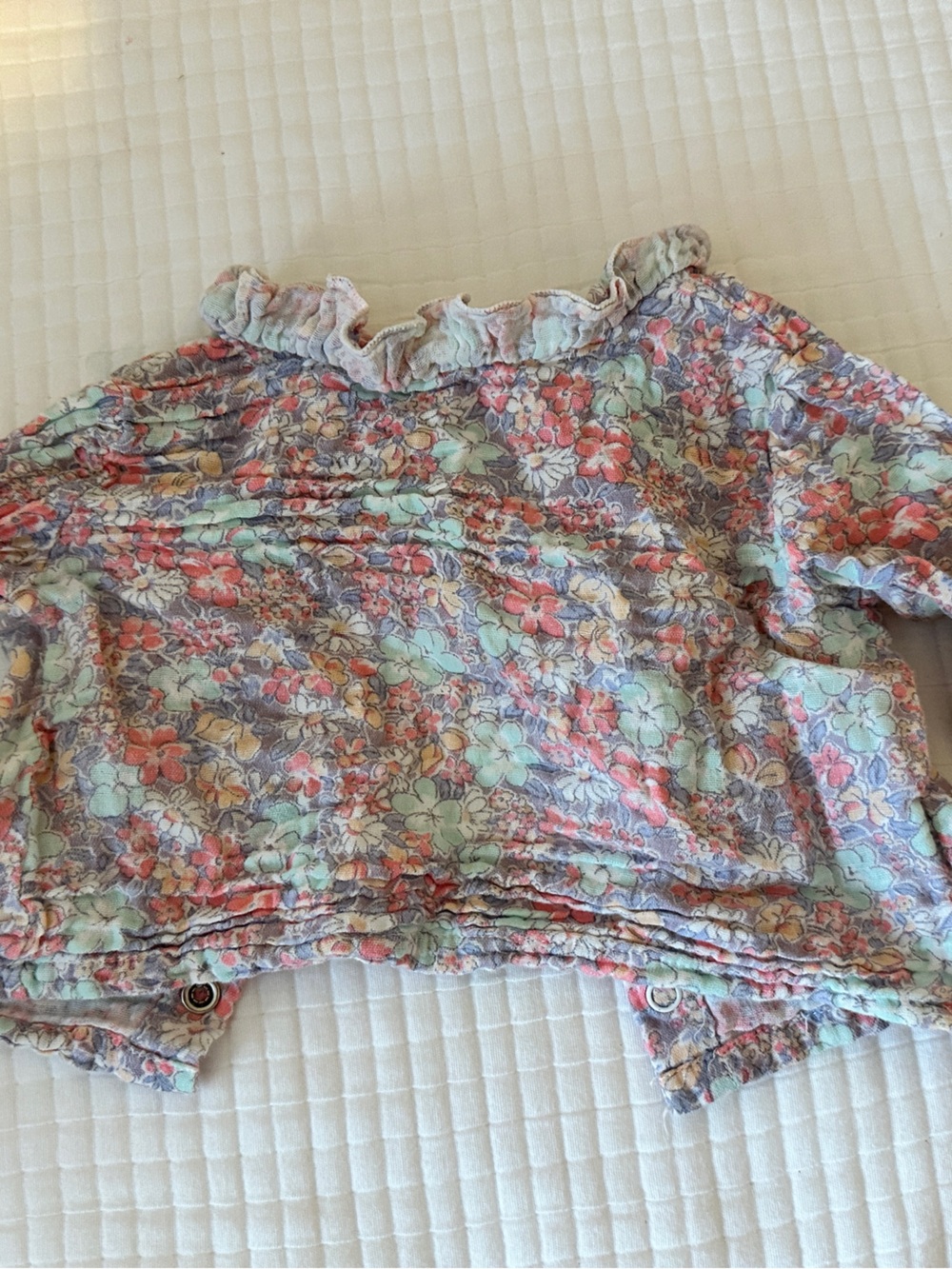 Angel Dear Pastel Floral Ruffle Crop Top - Pink Mint Lavender